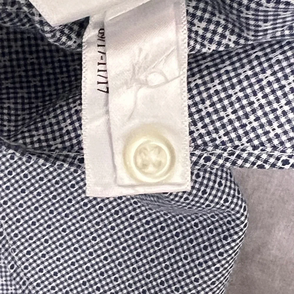 Banana Republic Button Down Mens Large Blue Grant Fit Non-Iron Stretch Geometric